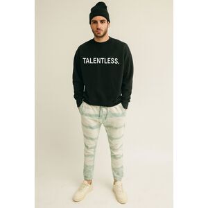 TALENTLESS Cream Blue Tie Dye Gym Basketball Jogger Sweatpants   Mens Size Small